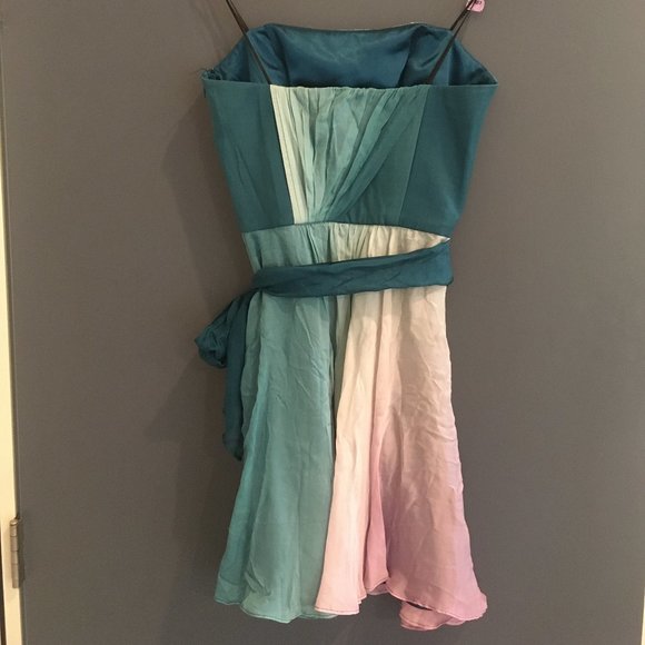 ABS Collection silk mini dress prom or wedding, strapless bodice size 4 - Picture 5 of 7